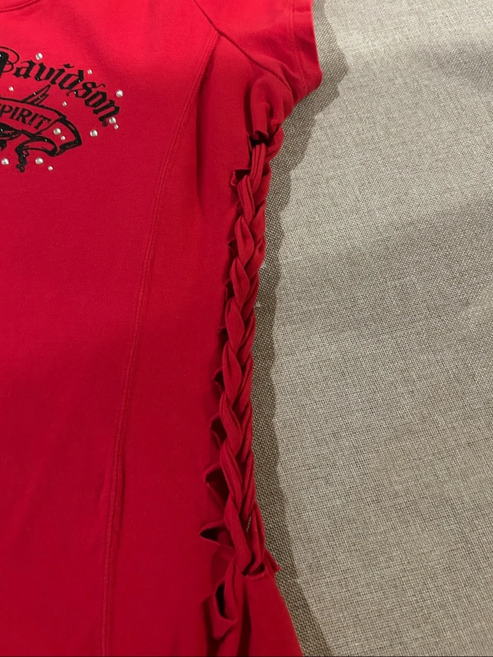 Vintage Harley-Davidson Red Short Sleeve Side-Lace Graphic Tee - Picture 3 of 14